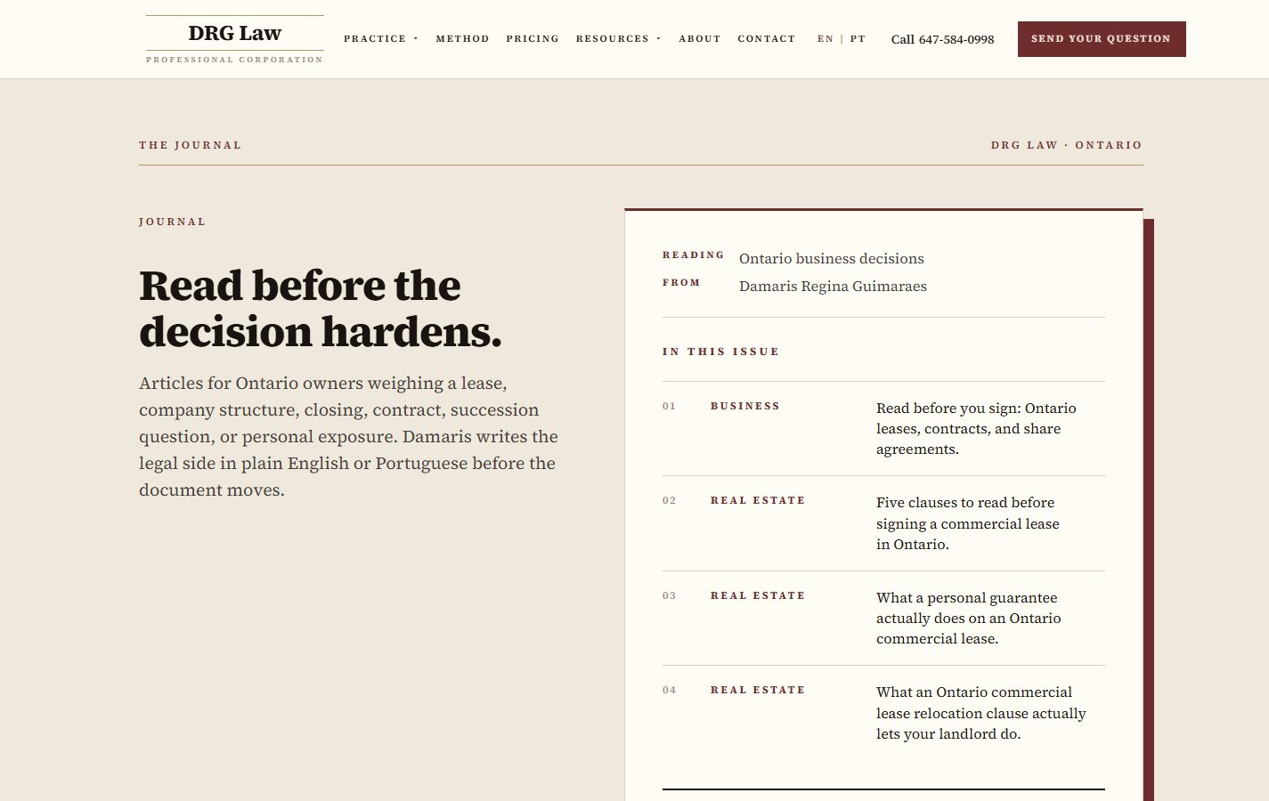 The DRG Law journal: Counsel Notes published in the firm's voice, in English and Portuguese